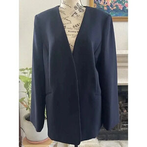 Tahari Arthur S Levine Women's Black Blazer Suit Work Career Size 16 Padded‎